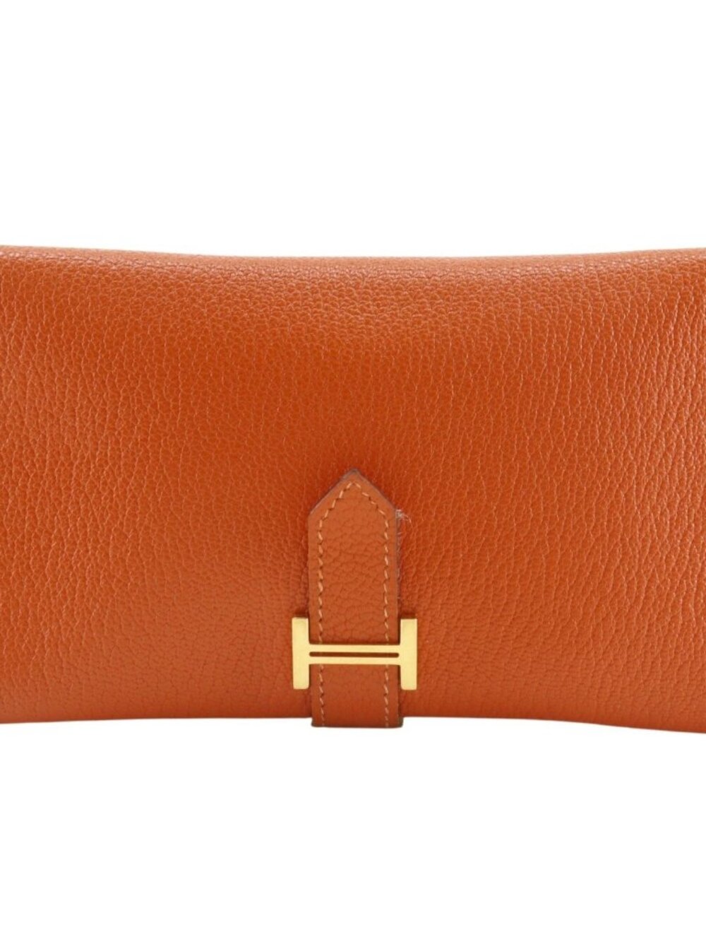 HERMES Baan classic Purse Orange / Gold Hardware Shave Women
